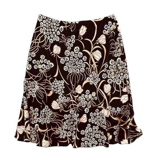 Vintage Y2K 90s BCBG Midi Skirt Black Neutral Floral Medium Boho Festival Retro - Picture 5 of 6